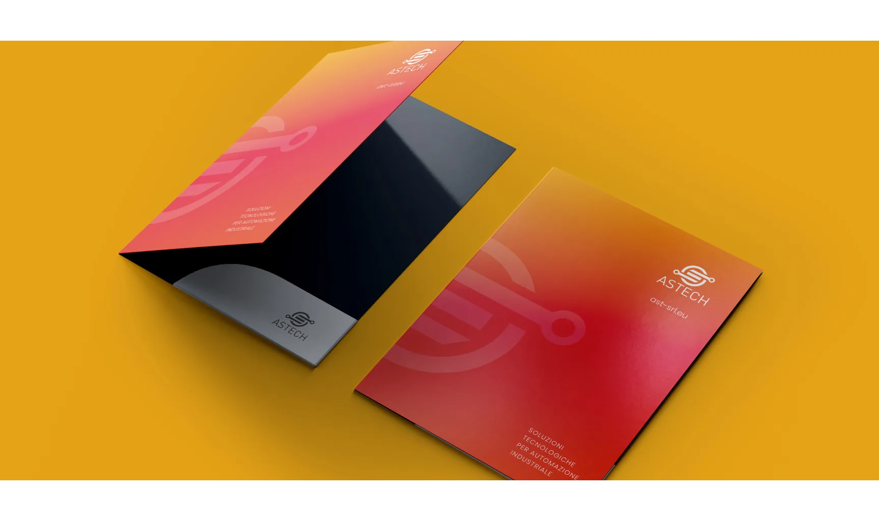 Folder e brochure AST aperti con materiali istituzionali