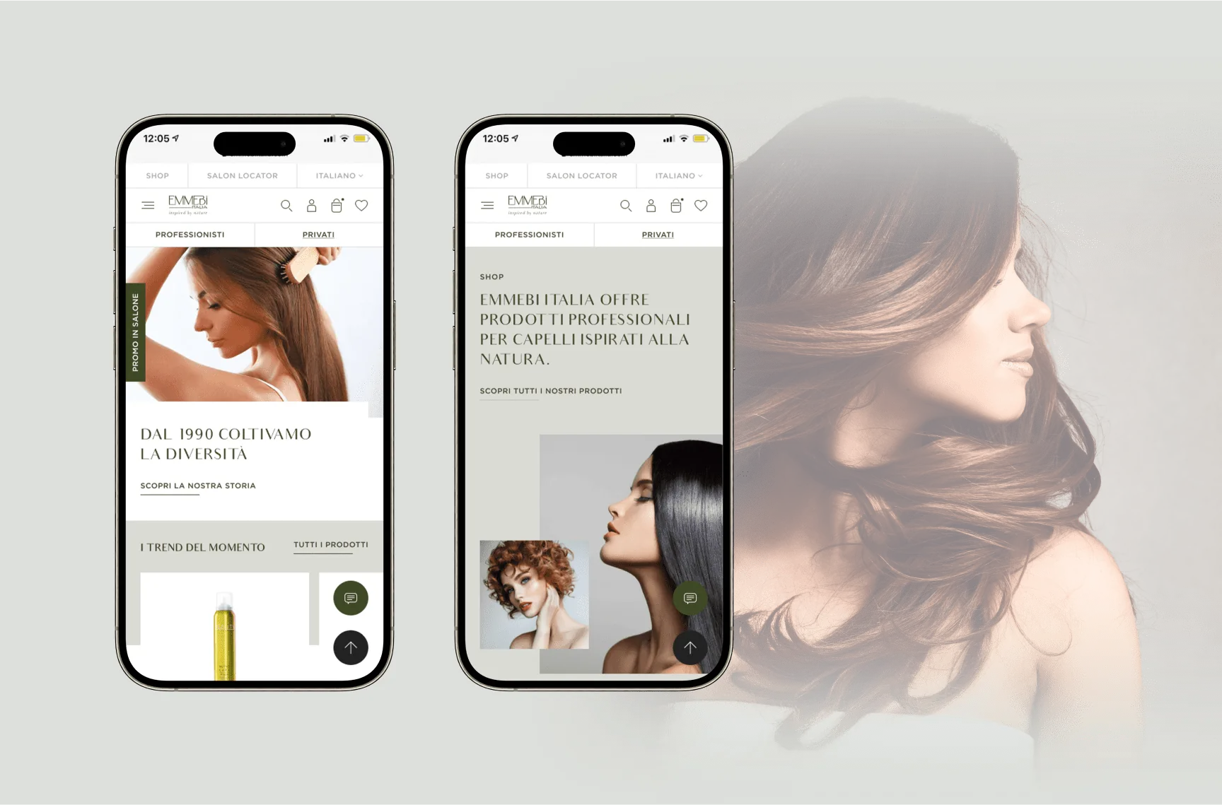 Interfacce mobile EMMEBI con visual ritratto