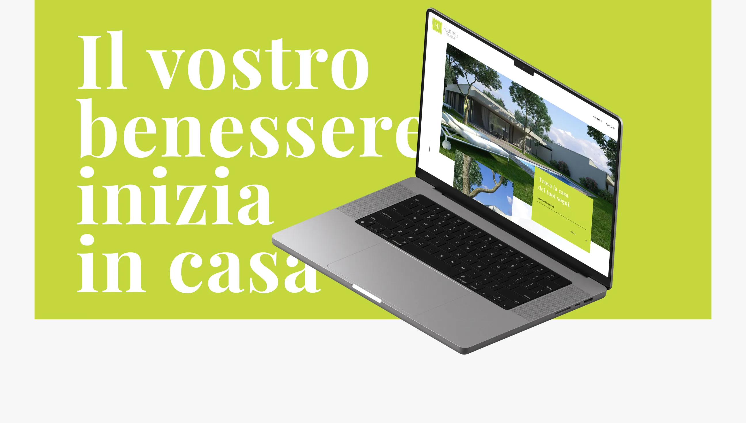 Homepage del sito per Home Italy: sito elegante per real estate di pregio