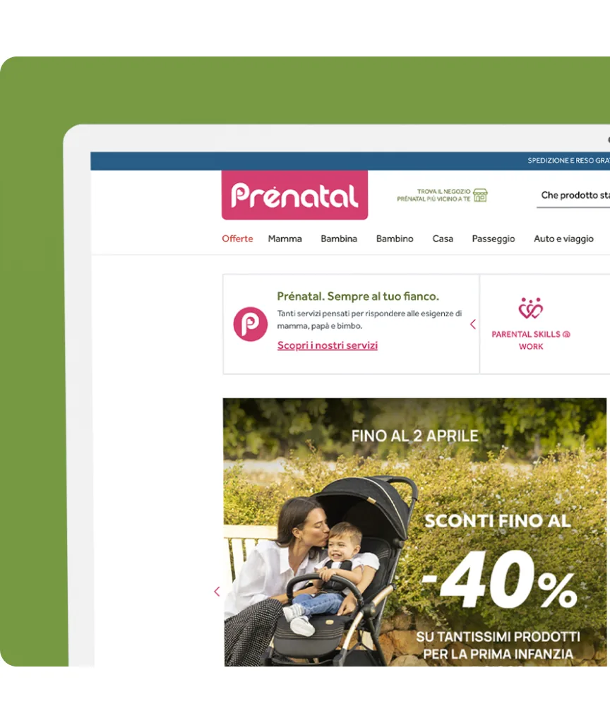 Homepage Prenatal desktop con modulo Parental Skills at Work