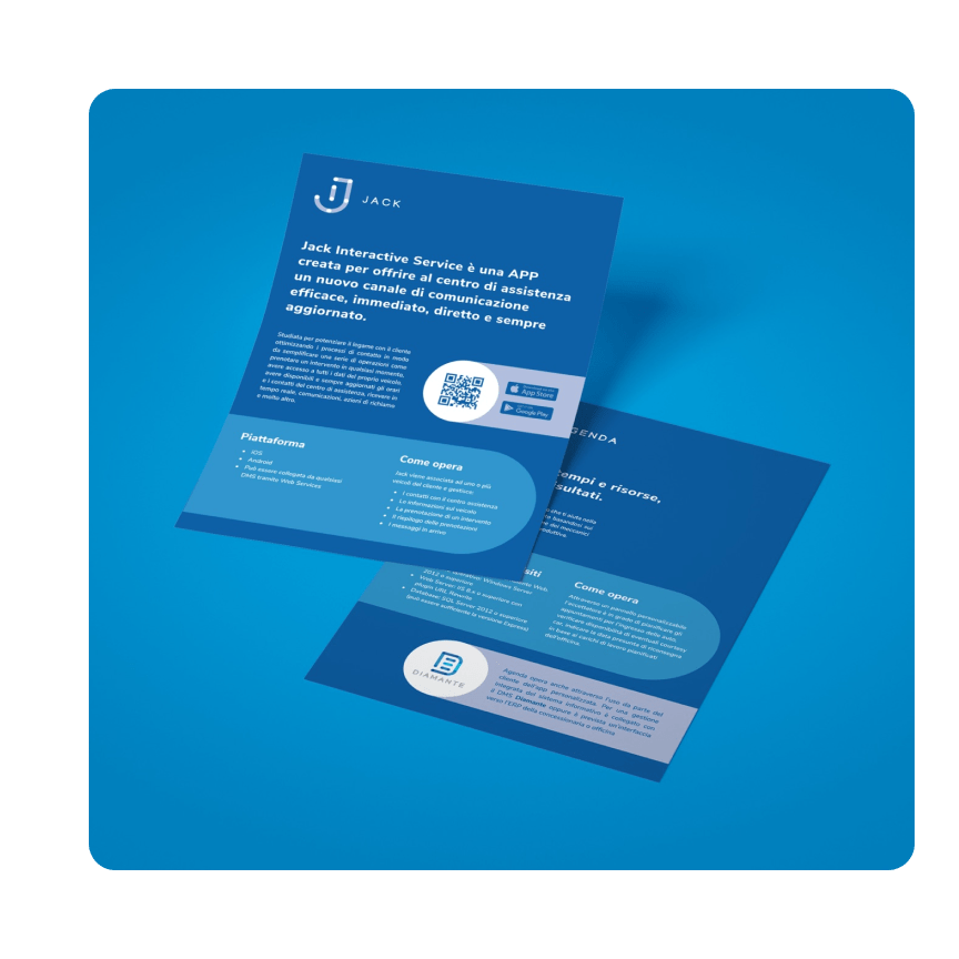Leaflet Seap con QR code per l'app Jack e scheda Diamante