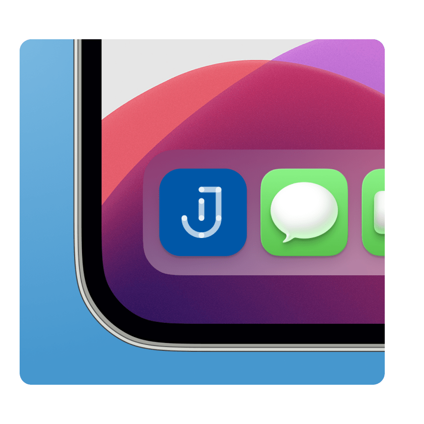 Icona app Jack accanto all'app Messaggi sul dock di iPhone