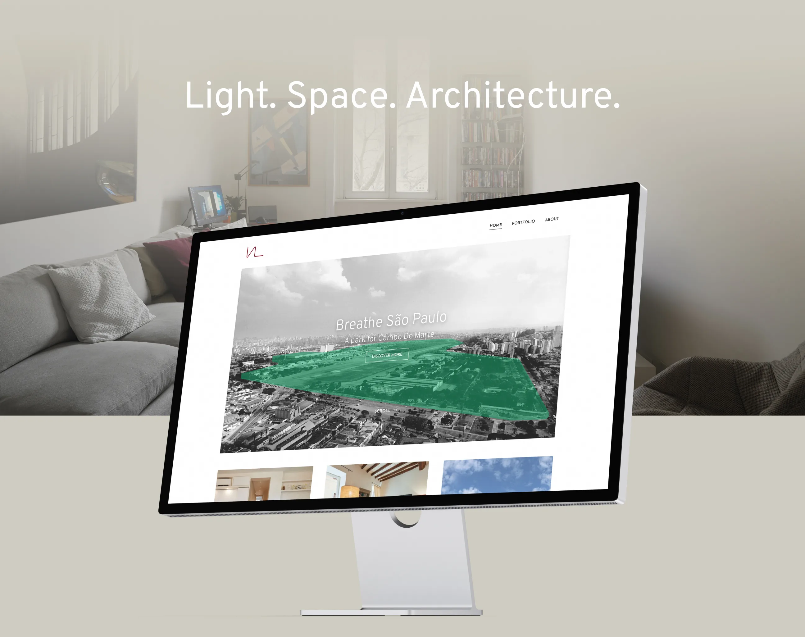 Homepage del sito per Vera Cecilia Leme: sito portfolio per architetta con focus sui progetti